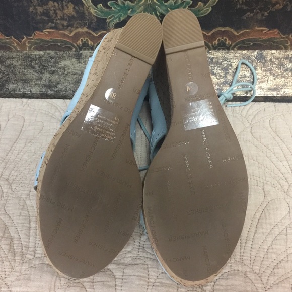 Marc Fisher Light Blue Suede Wedges, Size 8 - Picture 6 of 8